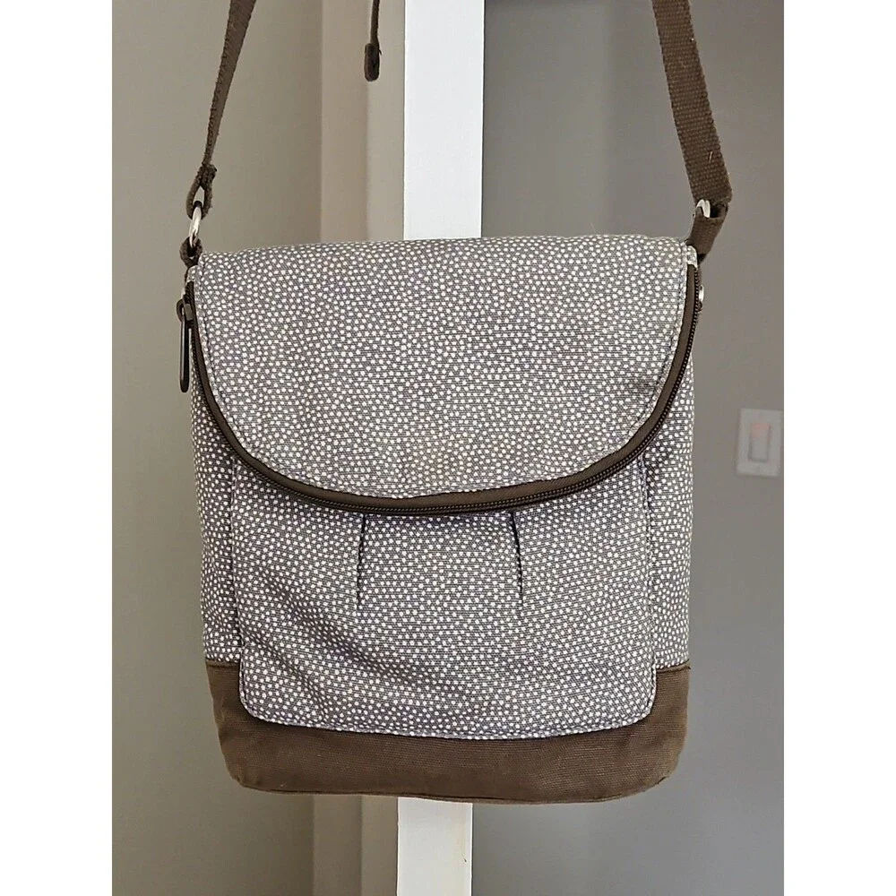 Thirty One Organista Crossbody Bag Grey Pin Dots